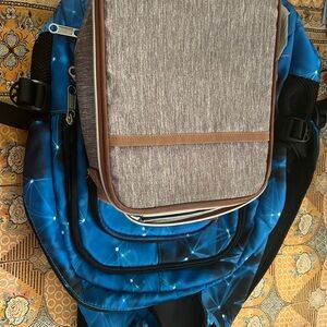 Stylish Blue backpack and Gray Lunch bag kids for School